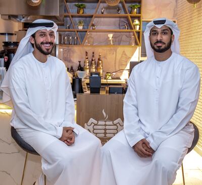 Ali Binhammad and Omar Rashed, two of the four partners behind To Gather Cafe, which recently opened in Meyan Mall in Dubai. Photo: Victor Besa / The National