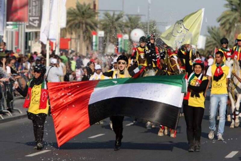 Dubai, United Arab Emirates, Dec 02, 2012 -  The national day parade at Emaar boulevar , downtown Dubai.( Jaime Puebla / The National Newspaper )