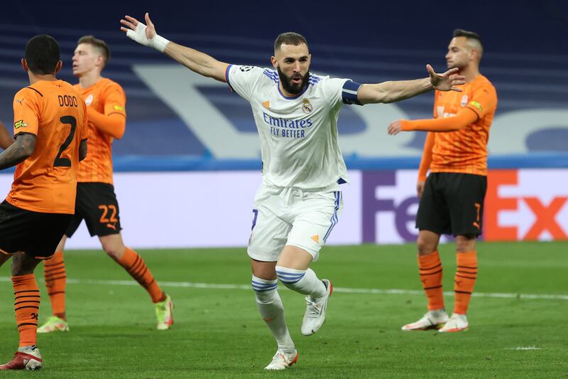 GROUP D - November 3, 2021: Real Madrid 2 (Benzema 14', 61') Shakhtar Donetsk 1 (Fernando 39'). Real attacker Karim Benzema said: "It was a tough game against a good team who played well. We suffer together and we win together. We maybe weren't at our best, but we got the job done." EPA