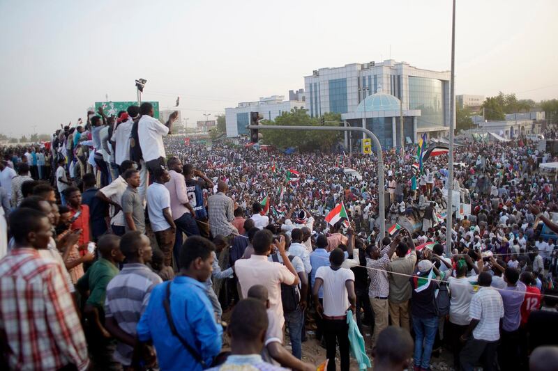 Protesters on the streets of Khartoum , Sudan, on April 11, 2019.  EPA