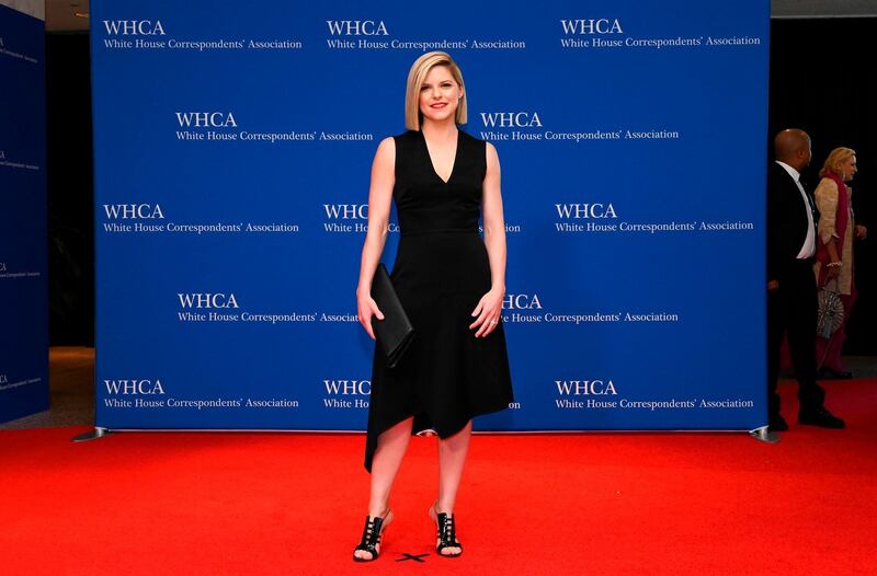 US journalist Kate Bolduan arrives on the red carpet for the White House Correspondents' Dinner in Washington, DC on April 27, 2019. AFP