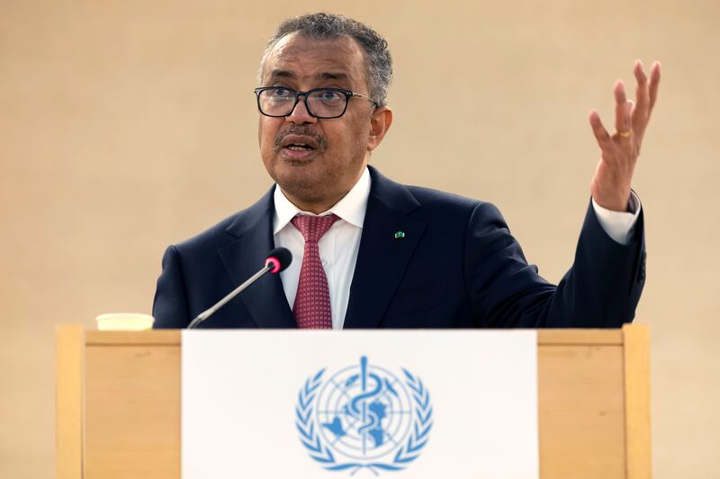 The false claim that Dr Tedros was unvaccinated gained traction online. AP