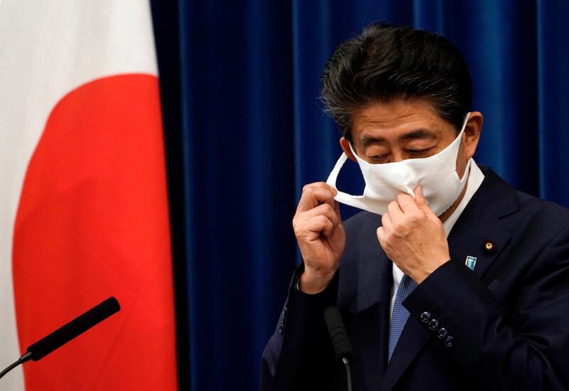 Shinzo Abe at the start of a press conference at the prime minister official residence in Tokyo, Japan, 28 August 2020. Franck Robichon/ EPA