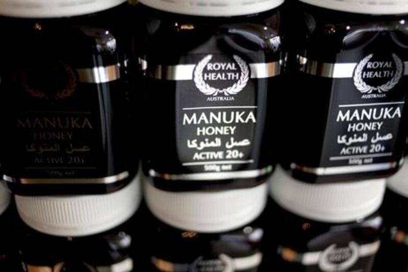 June 9, 2010 / Abu Dhabi / (Rich-Joseph Facun / The National) The suggested use for Manuka Honey, imported from Australia, is for general aid in digestion and externally as an aid in the healing process of minor skin afflictions and abrasions, photographed Wednesday, June 9, 2010 in Abu Dhabi at Bees Kingdom retail store located on Zayed the First Street in the same block as the Sheraton Khalidiya.