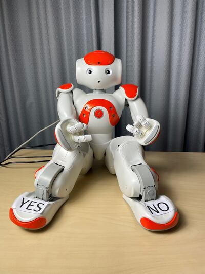 Children on the study interacted with the robot by speaking with it, or by touching sensors on its hands and feet. Additional sensors tracked participants’ heart beat and head and eye movements.  Photo: University of Cambridge