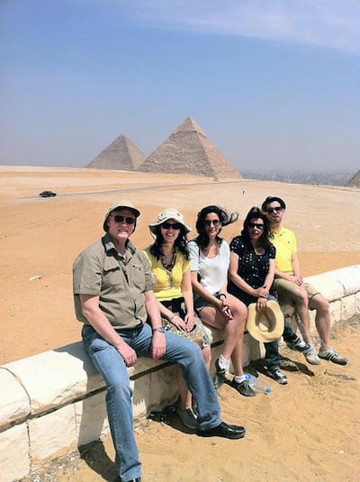 James Moran, a notable diplomat who served as the European Union's ambassador to Egypt among other countries, with his daughter Layla and her sister Stephanie, brother Thomas and mother Randa. Courtesy Layla Moran