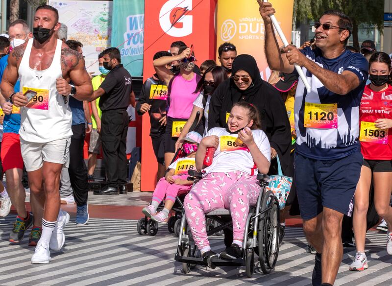 Sport-loving people of determination from Al Noor also joined in the Family Run with their relatives and had the opportunity to run alongside Usain Bolt