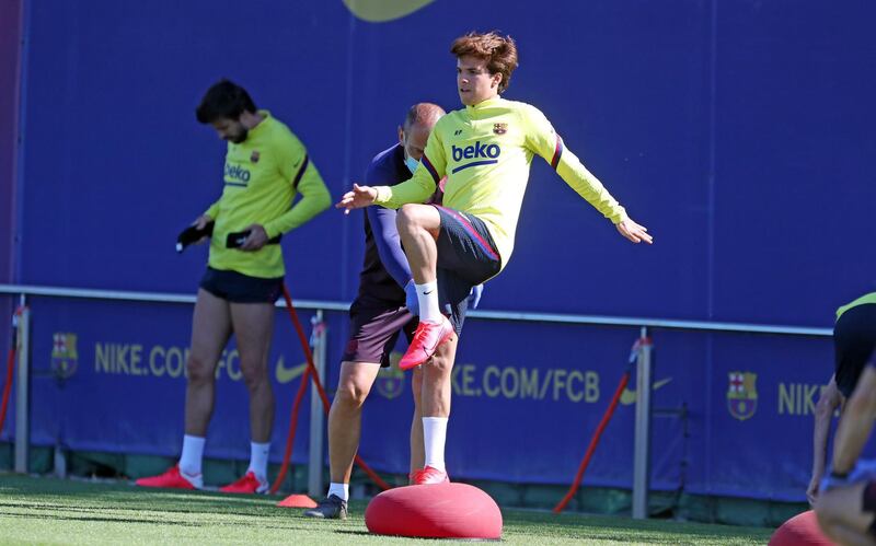 Riqui Puig during a training session at Ciutat Esportiva Joan Gamper. Getty Images