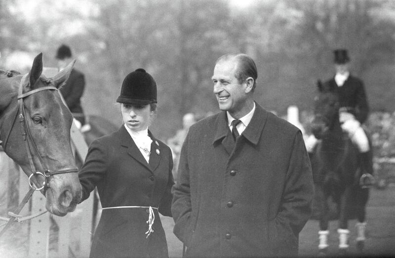 Princess Anne competes in the Badminton Horse Trials, UK, 26th April 1971. Here she is pictured with her father, the Duke of Edinburgh.  (Photo by Harry Dempster/Daily Express/Getty Images)