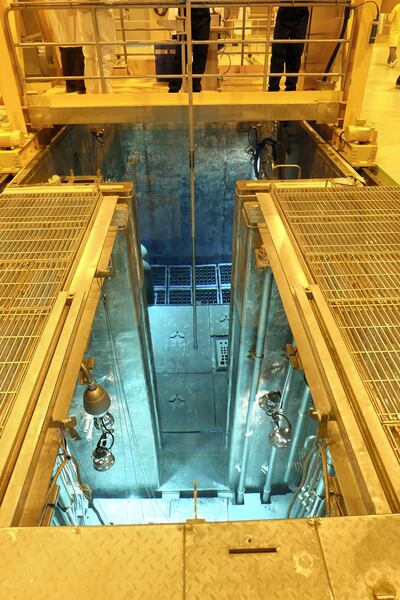 The reactor pool, which is 10 metres deep. The uranium is located at the bottom of the pool, encased in aluminium. Courtesy Jordan Research and Training Reactor