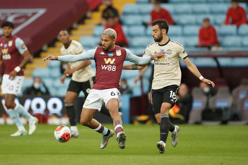 Douglas Luiz - 6: Usually Villa's most consistent player, confidence seemed to drain out of the midfielder once United went two-up. Unusually slack with his passing. Looked tired. Getty