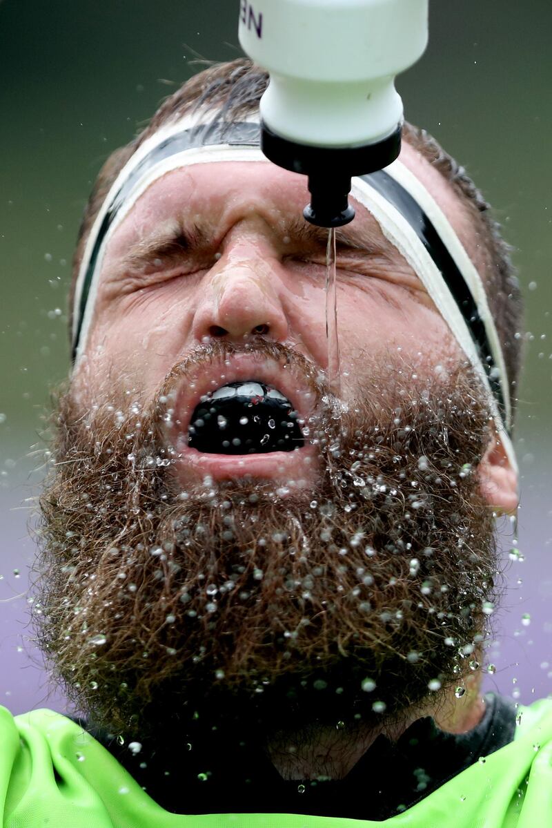 Liam Coltman of the All Blacks cools down during a training session at the Rugby World Cup in Japan, on September 30. Getty