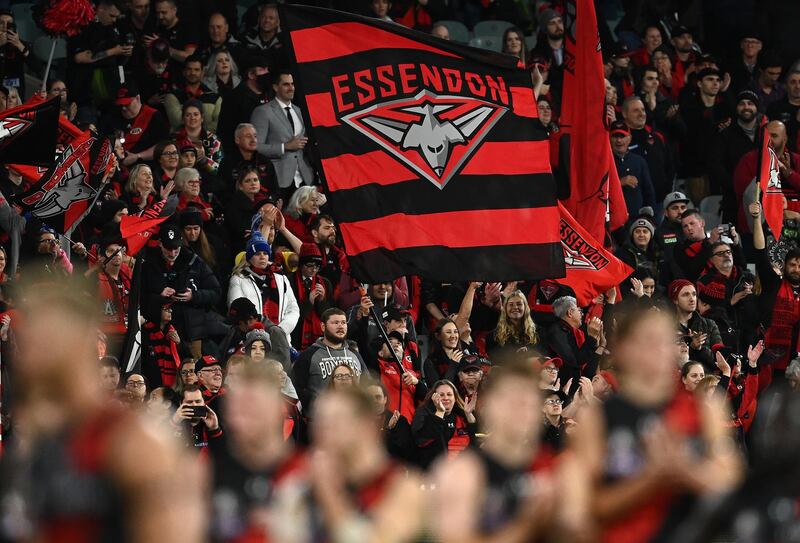 Bombers fans celebrate winning the round six AFL match between the Collingwood Magpies and the Essendon Bombers at Melbourne Cricket Ground. Getty