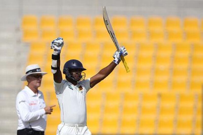 Kumar Sangakkara, right, played a vintage knock at the Zayed Cricket Stadium on Friday.