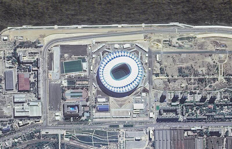 A picture taken from the International Space Station shows the Volgograd Arena, which will host matches of the 2018 FIFA World Cup in Volgograd, Russia. Reuters