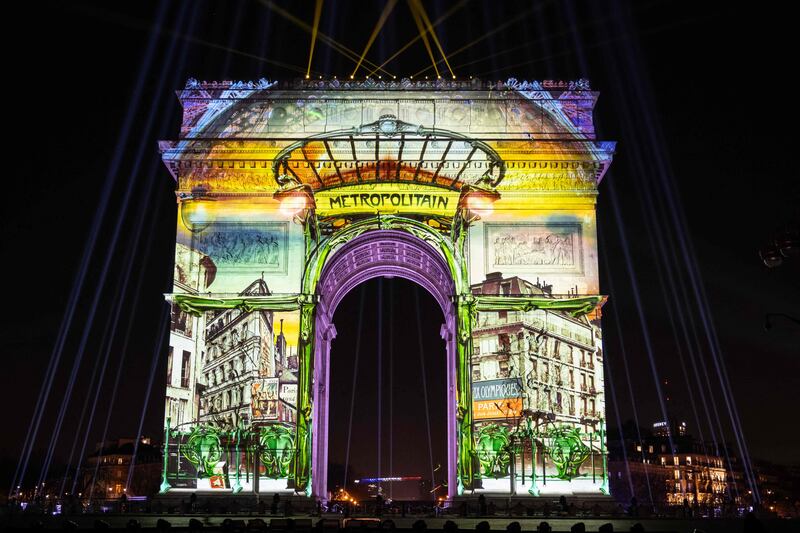 The Arc de Triomphe illuminated for the New Year celebrations in Paris.  AFP