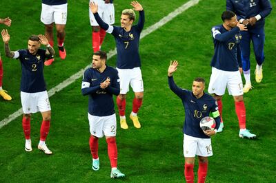 France players wave to supporters in Nice after their thrashing of Gibraltar. AFP