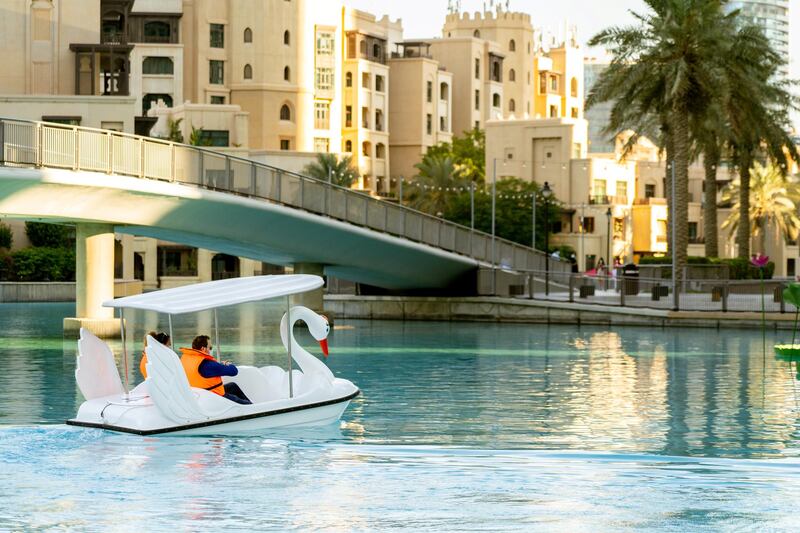 Families can now take rides together in swan-shaped boats. Courtesy The Dubai Fountain