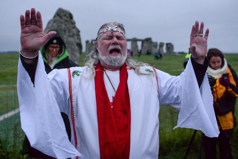 Senior druid King Arthur Pendragon performs a ceremony. Getty Images