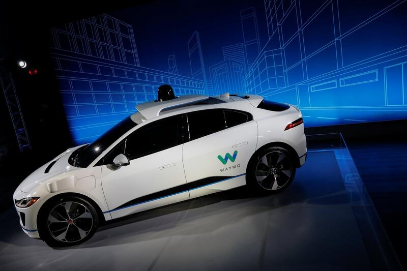 A Jaguar I-PACE self-driving car is pictured during its unveiling by Waymo in the Manhattan borough of New York City, U.S., March 27, 2018. REUTERS/Brendan McDermid