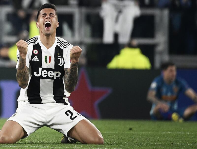 Juventus' Portuguese defender Joao Cancelo celebrates. AFP