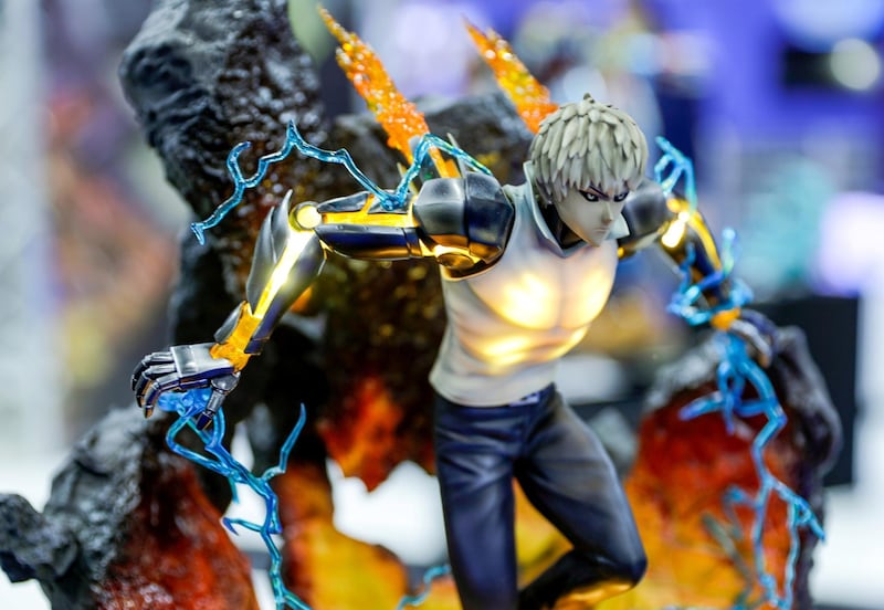 Dubai, April 12,2019.   MEFCC day 2-Limited edition "Genos" anime figurine.Victor Besa/The National.Section:  AcReporter:  Chris Newbould