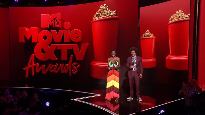 Yvonne Orji and Eric Andre speak during the 2021 MTV Movie & TV Awards in Los Angeles, California on May 16, 2021. Reuters