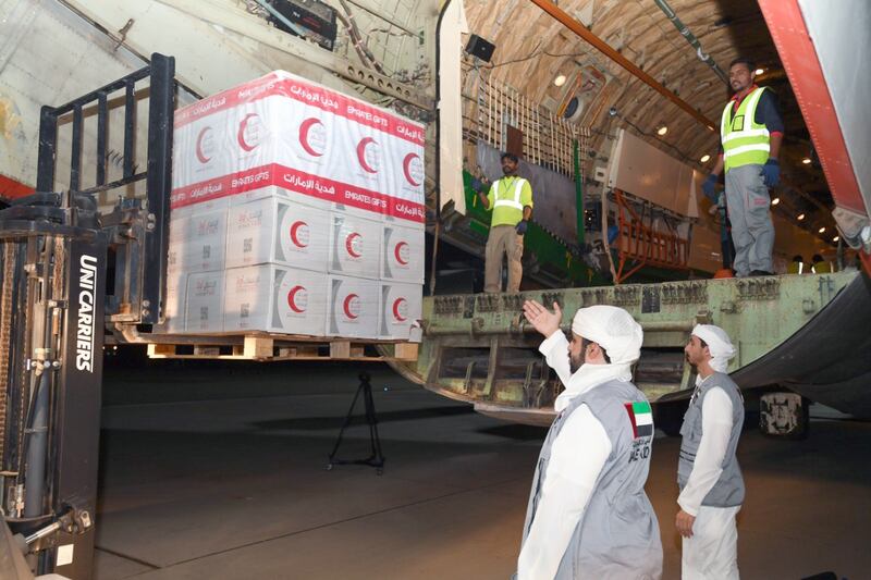 The supplies were sent after President Sheikh Mohamed ordered that an air bridge be established to provide relief.

