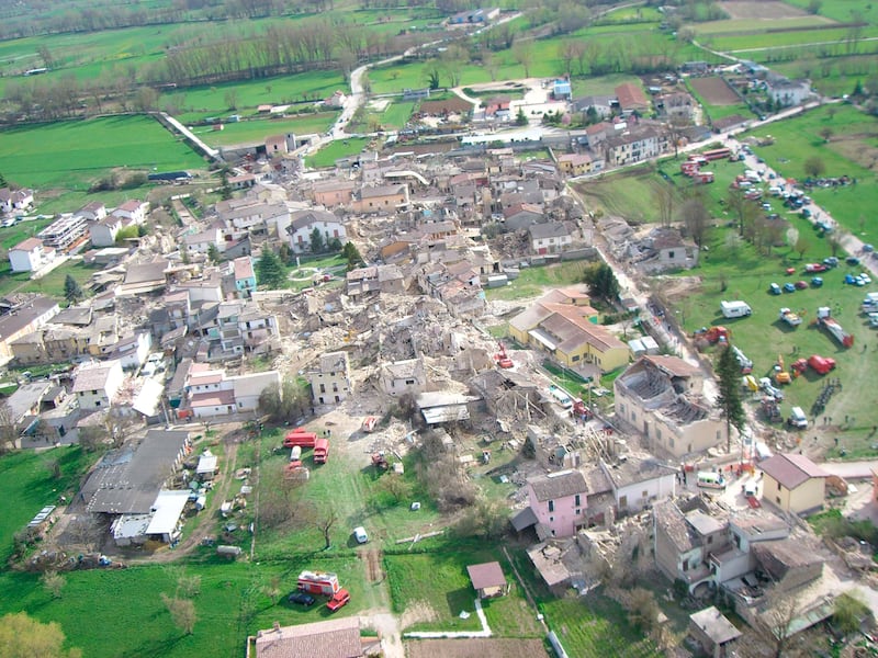 The quake-ravaged village of Onna, in Italy's L'Aquila province, after an earthquake struck in April 2009, killing 90