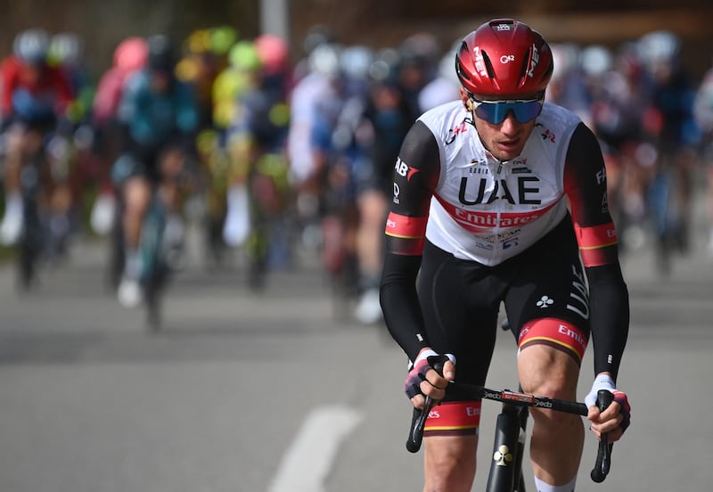 UAE Team Emirates rider Brandon McNulty leads a breakaway during the fifth stage of the Paris-Nice race. AFP