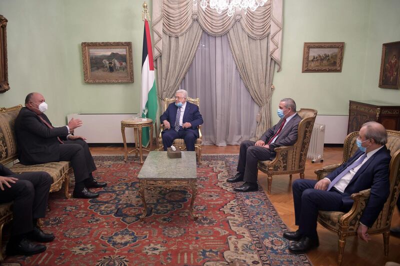 Palestinian president Mamhud Abbas meeting with Egypt's Foreign Minister Sameh Shoukry in Cairo. AFP