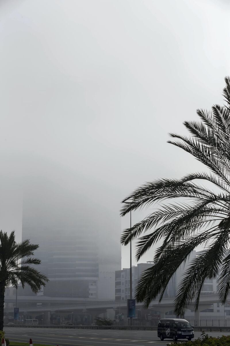 DUBAI, UNITED ARAB EMIRATES. 08 APRIL 2020. Fog in the early morning around the Al Sufouh and JLT area of Dubai. (Photo: Antonie Robertson/The National) Journalist: Standalone. Section: National.