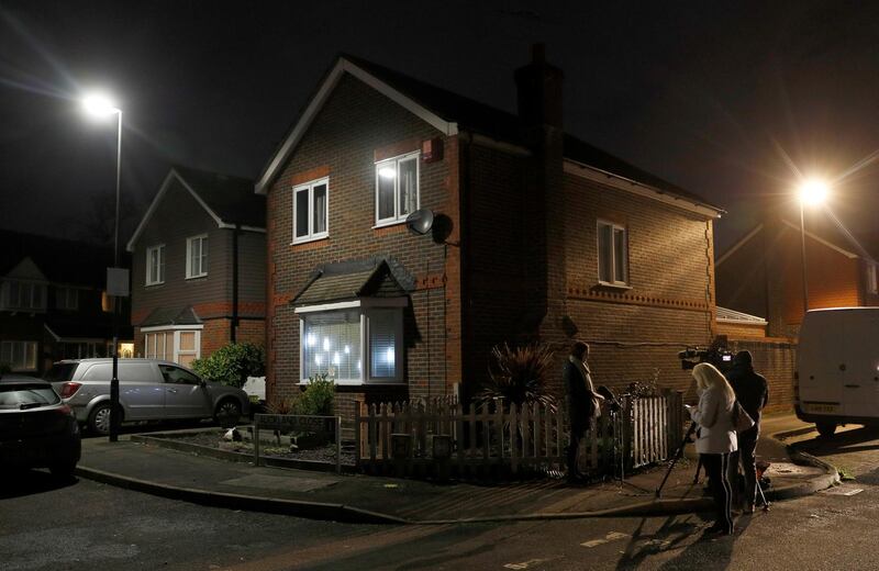 A television crew stands outside a house, after a drone was flown near Gatwick Airport, forcing the airport to close, in Crawley, Britain December 22, 2018. REUTERS/Peter Nicholls