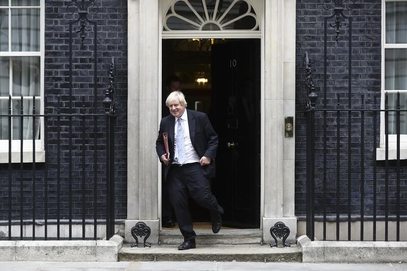 LONDON, ENGLAND - JUNE 07:  Foreign Secretary Boris Johnson leaves 10 Downing Street on June 7, 2018 in London, England. Prime Minister Theresa May is holding an emergency Brexit cabinet meeting in an attempt to resolve tensions over the UK's Irish border plan. (Photo by Simon Dawson/Getty Images)