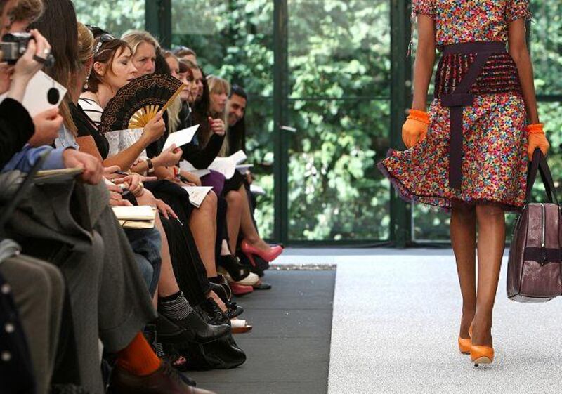 At London Fashion Week, colours and shapes in the spring/summer collections were cheery despite financial gloom.