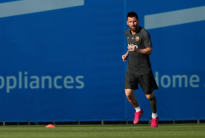 Barcelona's Lionel Messi during training. Reuters