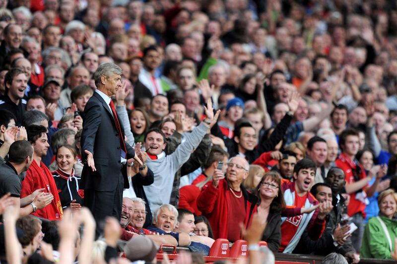 Arsene Wenger, manager of Arsenal, is sent off at Old Trafford against Manchester United. 29/08/2009. Laurence Griffiths / FPA / LDY Agency