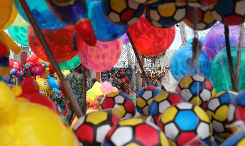 Balloon sellers wait for customers in Srinagar, the summer capital of Indian Kashmir.