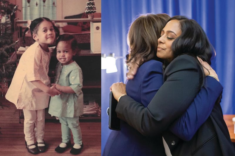 Kamala Harris with her young sister Maya. Instagram/ kamalaharris 