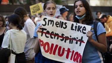 A school strike for climate, outside Sydney Town Hall, in Australia. EPA