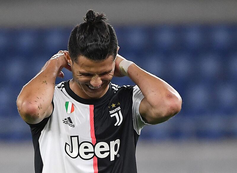 Juventus star Cristiano Ronaldo shows his frustration. Reuters