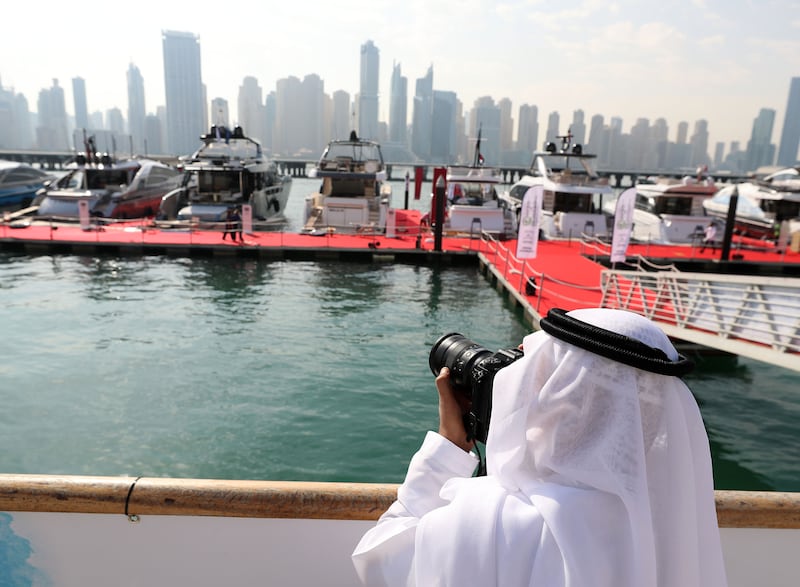 Visitors attend Dubai International Boat Show