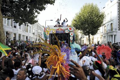 LONDON, ENGLAND - AUGUST 26: A general view of atmosphere on the Red Bull Music x Mangrove truck at Notting Hill Carnival 2019 on August 26, 2019 in London, England. (Photo by John Phillips/Getty Images for Redbull)