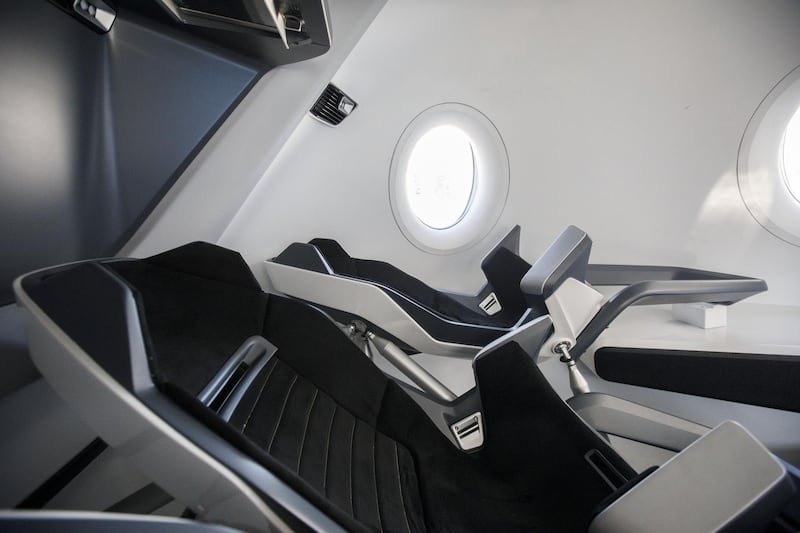 The interior of a mock up of the Crew Dragon spacecraft. Bloomberg