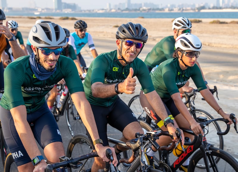 A community ride around the track in Al Hudayriat Island, Abu Dhabi. Victor Besa / The National
