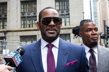 R Kelly leaving court in March 2019. AP 