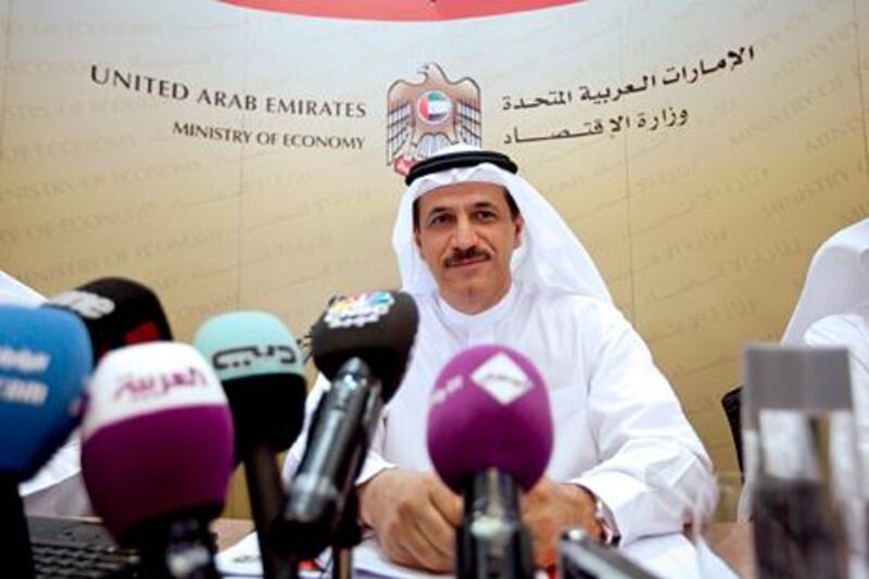 Dubai, United Arab Emirates, June 4, 2012:       Minister of Economy Sultan Bin Saeed Al Mansoori waits to speak at a news conference announcing the gross domestic product (GDP) of the UAE at the Grand Hyatt Hotel in Dubai on June 4, 2012. Christopher Pike / The National