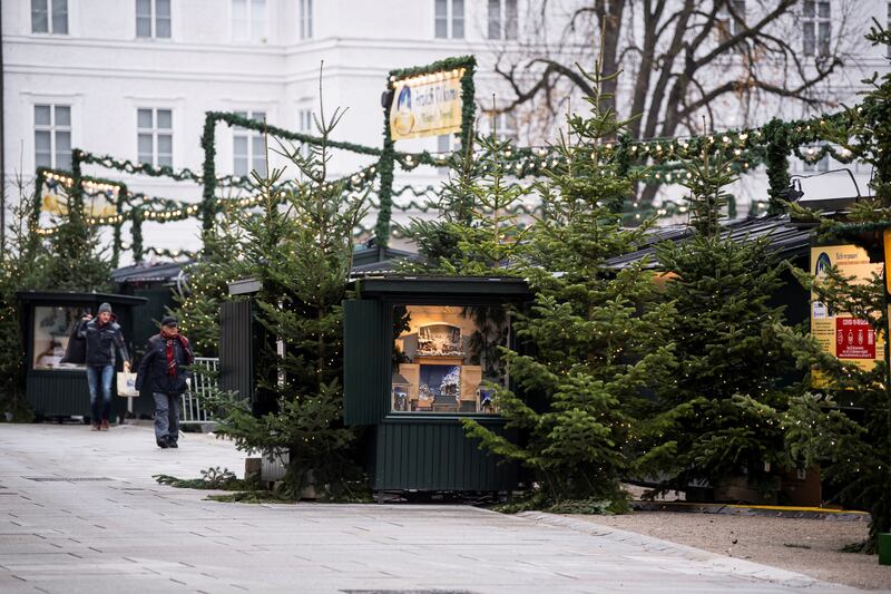 A Christmas market in Salzburg is closed on day one of Austria's coronavirus lockdown. Reuters