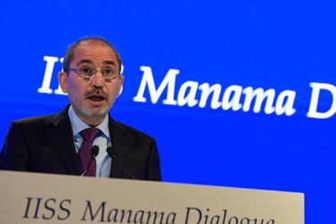 Jordan's Deputy Prime Minister and Foreign Affairs Minister Ayman Safadi speaks during a session at the Manama Dialogue security conference in Bahrain. AFP