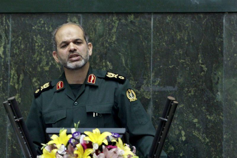 Ahmad Vahidi delivers a speech in parliament on Tuesday.